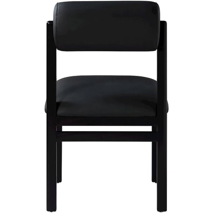 Roundhill Black Vegan Leather Upholstered Dining Chair, Set of 2