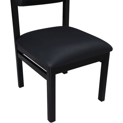Roundhill Black Vegan Leather Upholstered Dining Chair, Set of 2