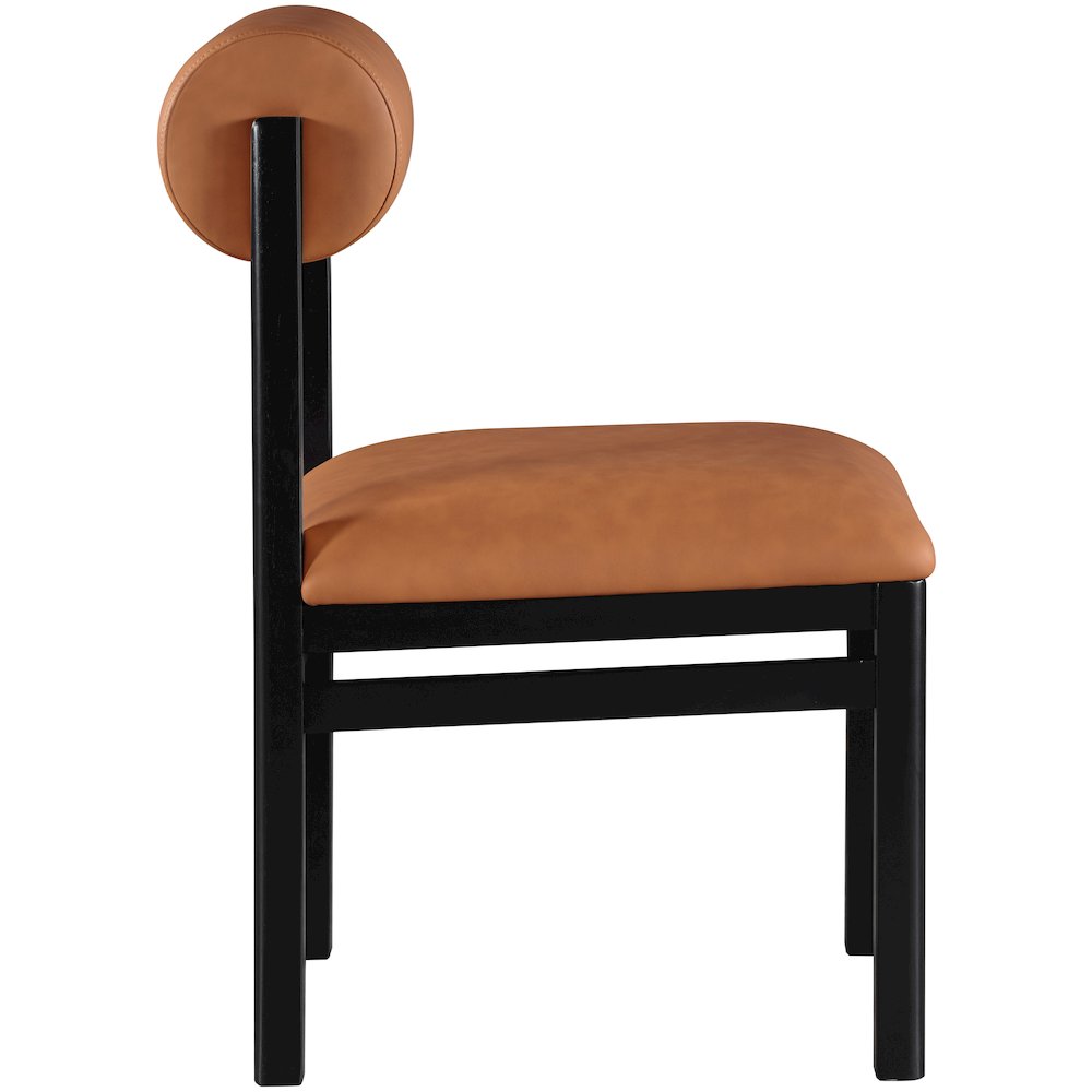 Roundhill Cognac Vegan Leather Upholstered Dining Chair, Set of 2