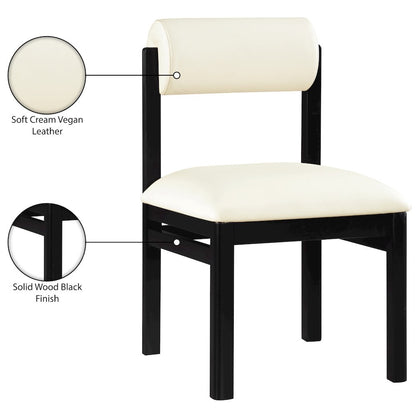 Roundhill Cream Vegan Leather Upholstered Dining Chair, Set of 2