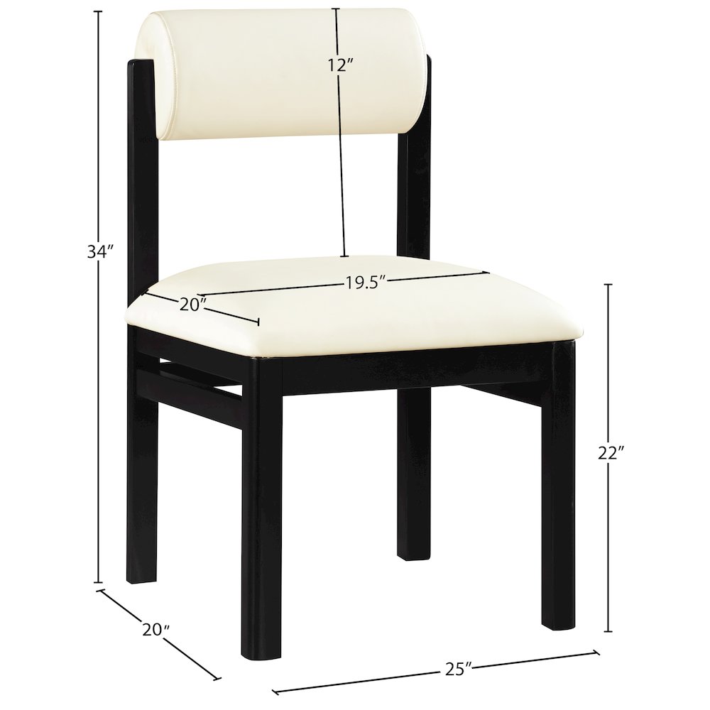 Roundhill Cream Vegan Leather Upholstered Dining Chair, Set of 2