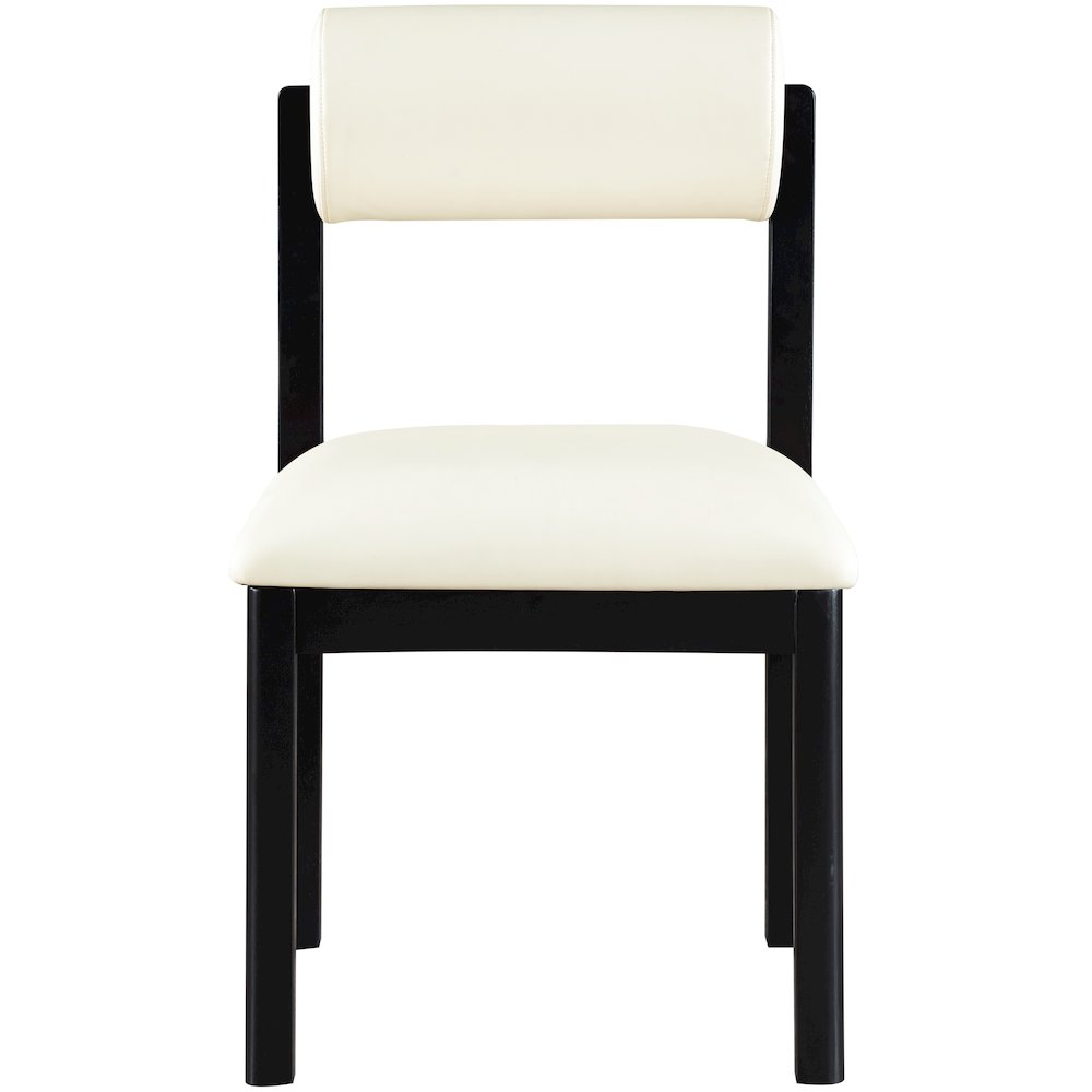 Roundhill Cream Vegan Leather Upholstered Dining Chair, Set of 2