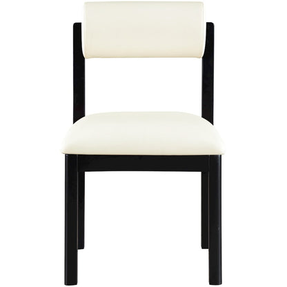Roundhill Cream Vegan Leather Upholstered Dining Chair, Set of 2