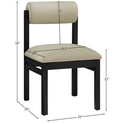 Roundhill Taupe Vegan Leather Upholstered Dining Chair, Set of 2