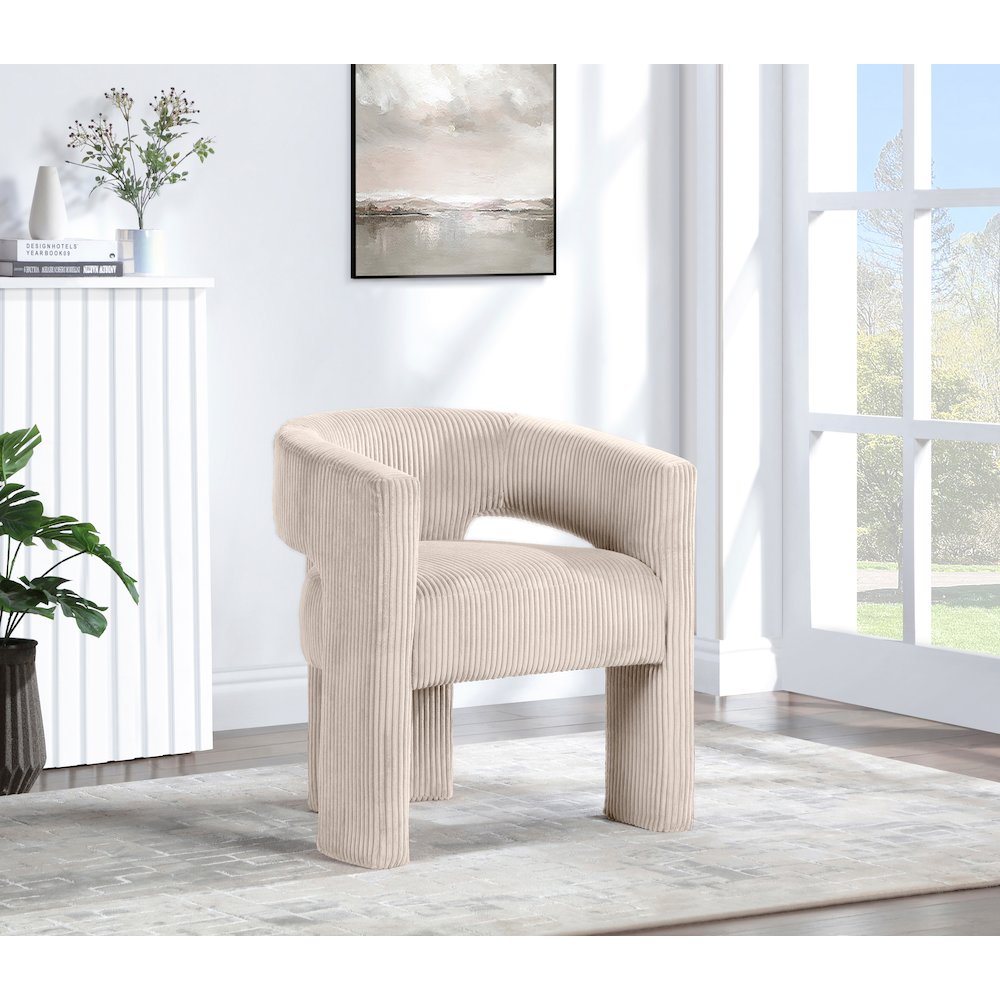 Riz Beige Corduroy Fabric Accent/Dining Chair