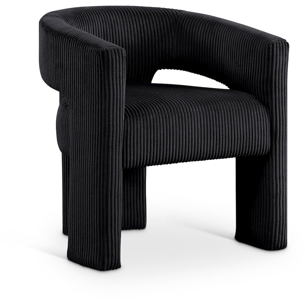 Riz Black Corduroy Fabric Accent/Dining Chair