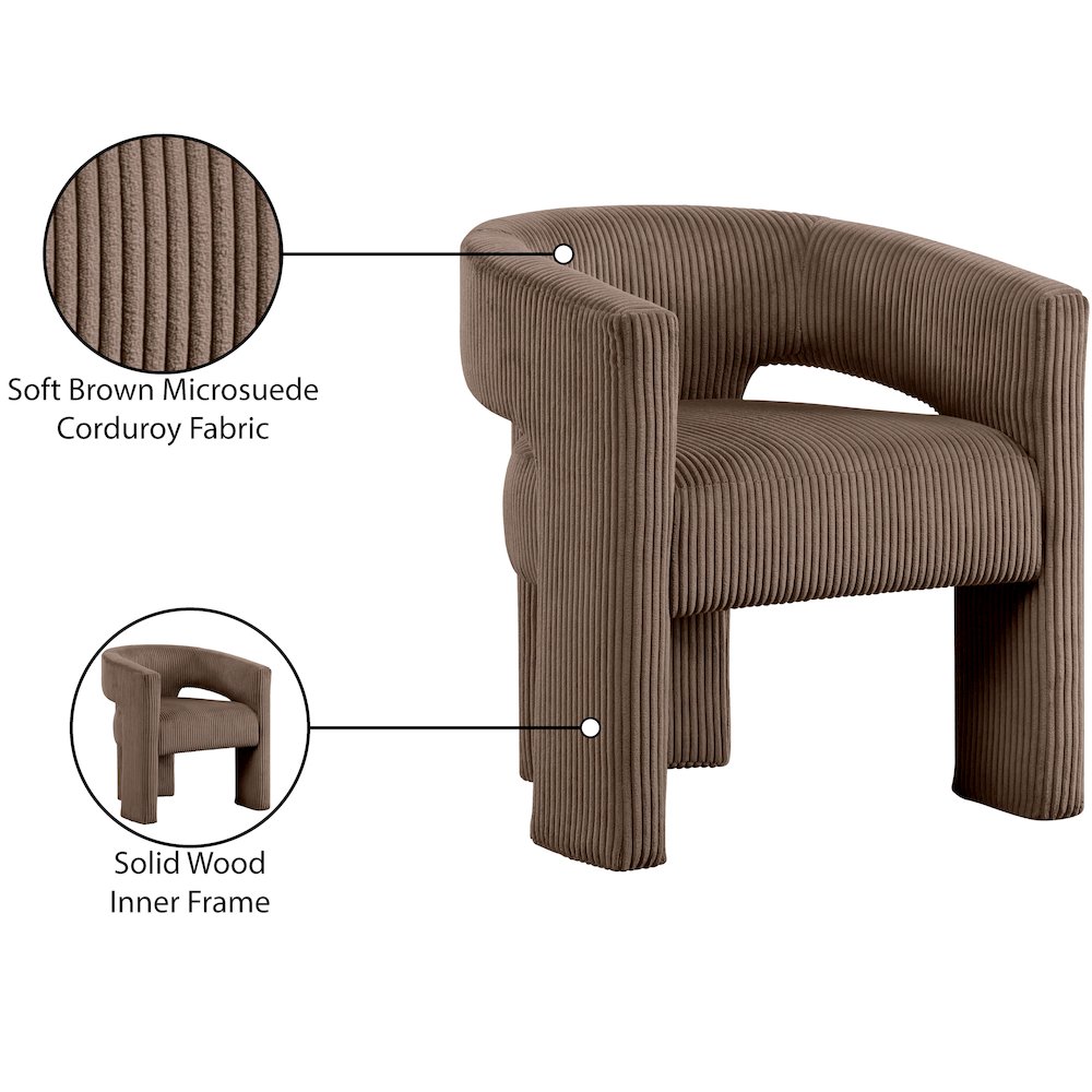 Riz Brown Corduroy Fabric Accent/Dining Chair