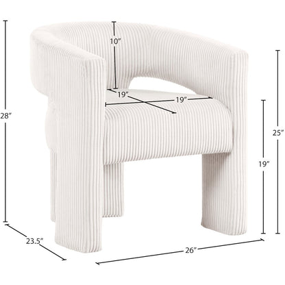 Riz Cream Corduroy Fabric Accent/Dining Chair