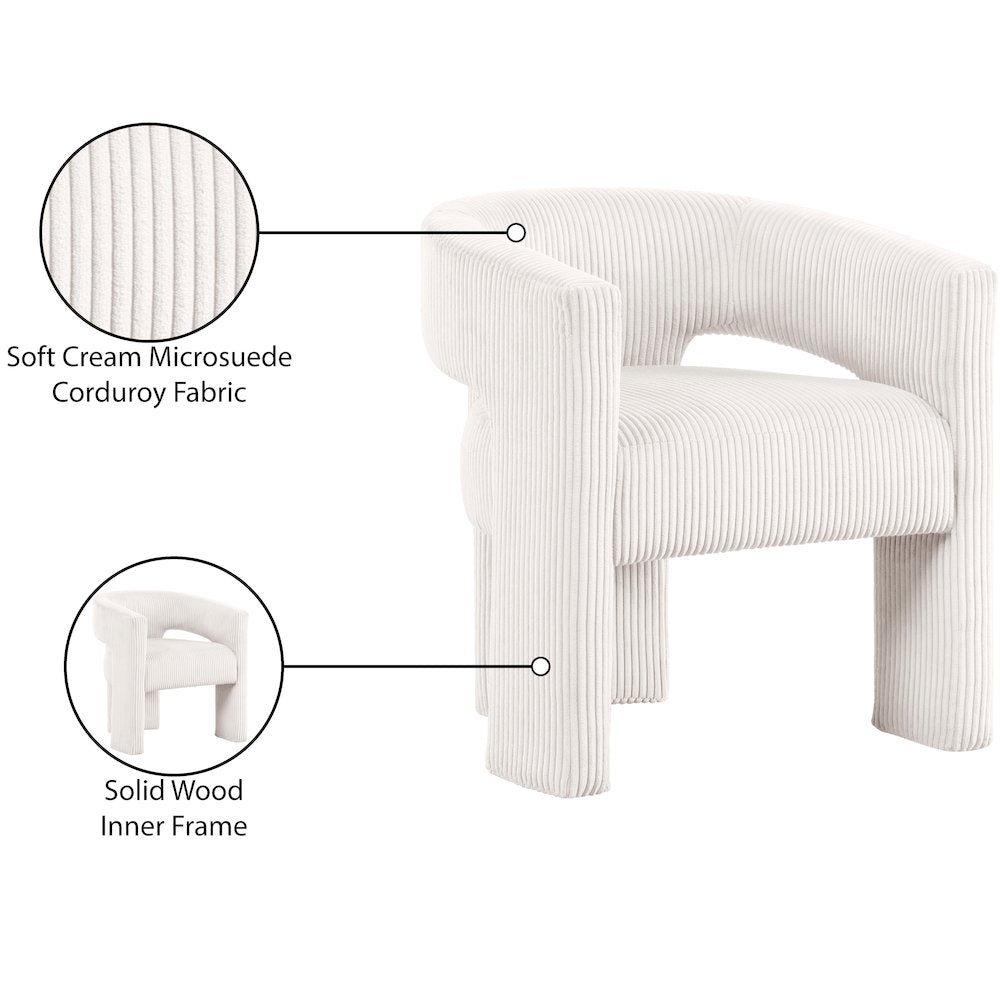 Riz Cream Corduroy Fabric Accent/Dining Chair