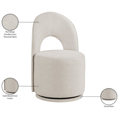 Beige Linen Textured Performance Fabric Upholstered Dining Chair, Set of 2