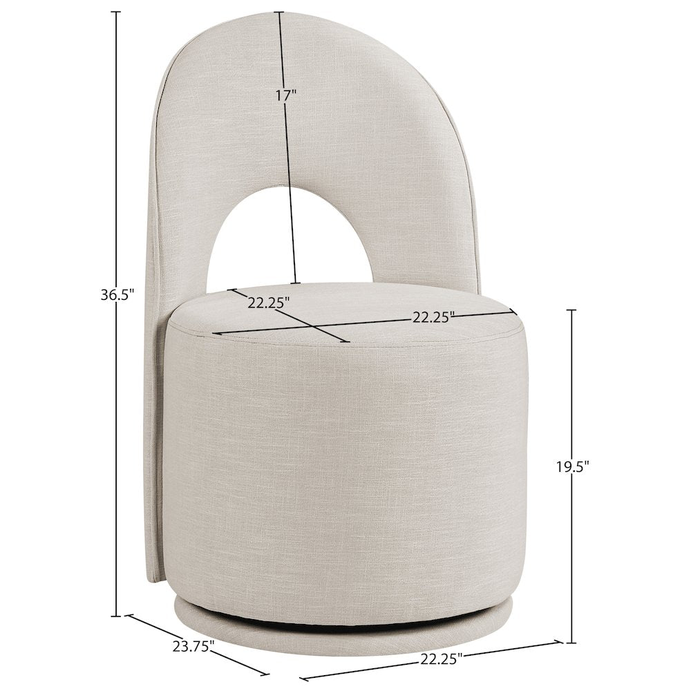 Beige Linen Textured Performance Fabric Upholstered Dining Chair, Set of 2