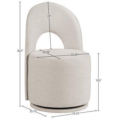 Beige Linen Textured Performance Fabric Upholstered Dining Chair, Set of 2