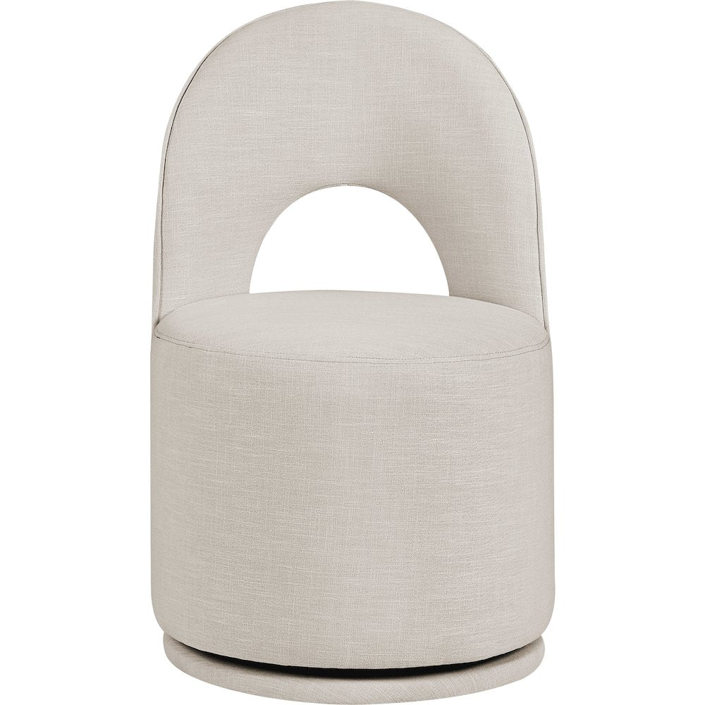 Beige Linen Textured Performance Fabric Upholstered Dining Chair, Set of 2