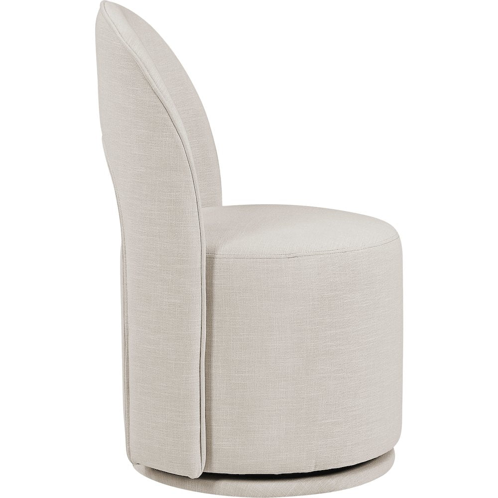 Beige Linen Textured Performance Fabric Upholstered Dining Chair, Set of 2