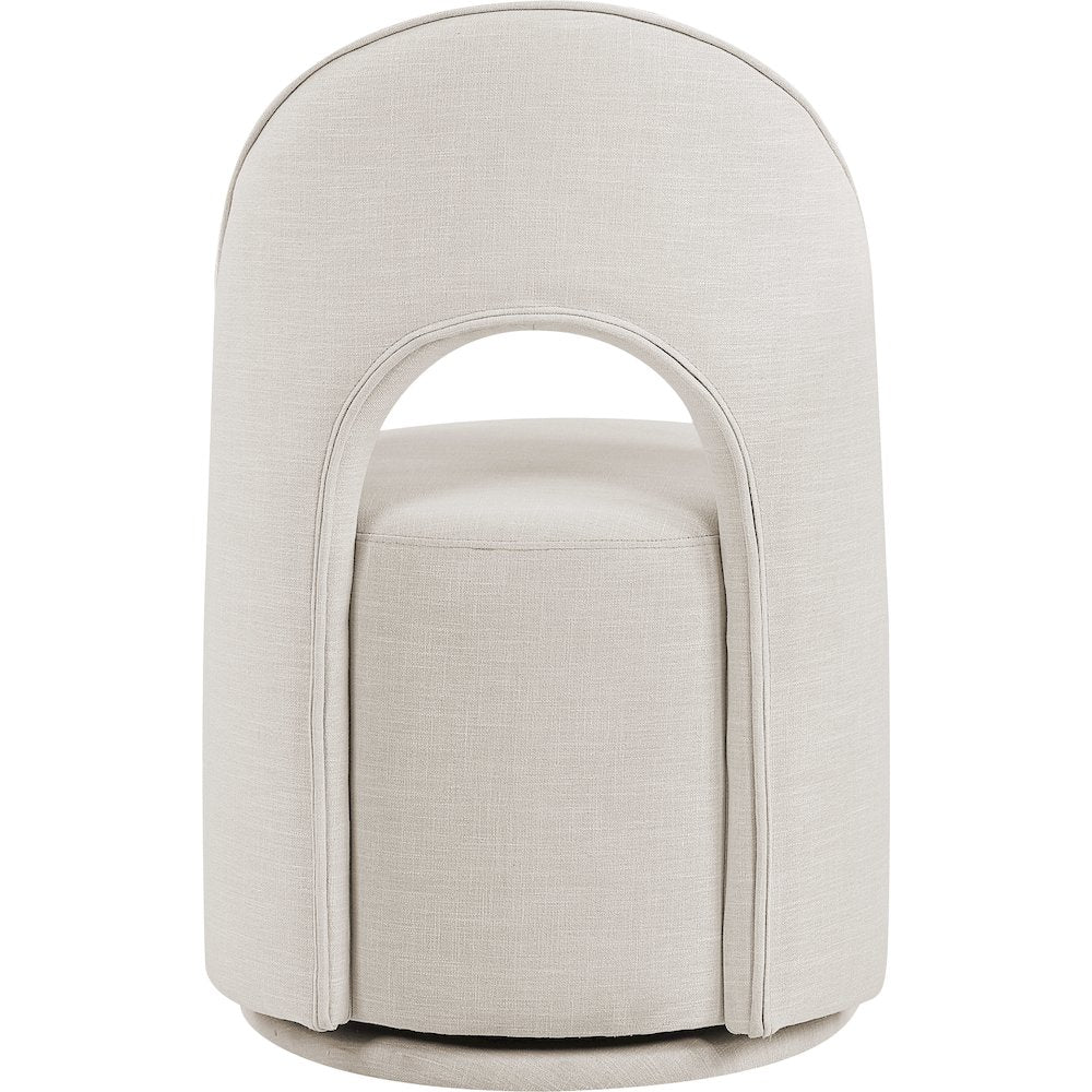 Beige Linen Textured Performance Fabric Upholstered Dining Chair, Set of 2