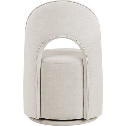Beige Linen Textured Performance Fabric Upholstered Dining Chair, Set of 2