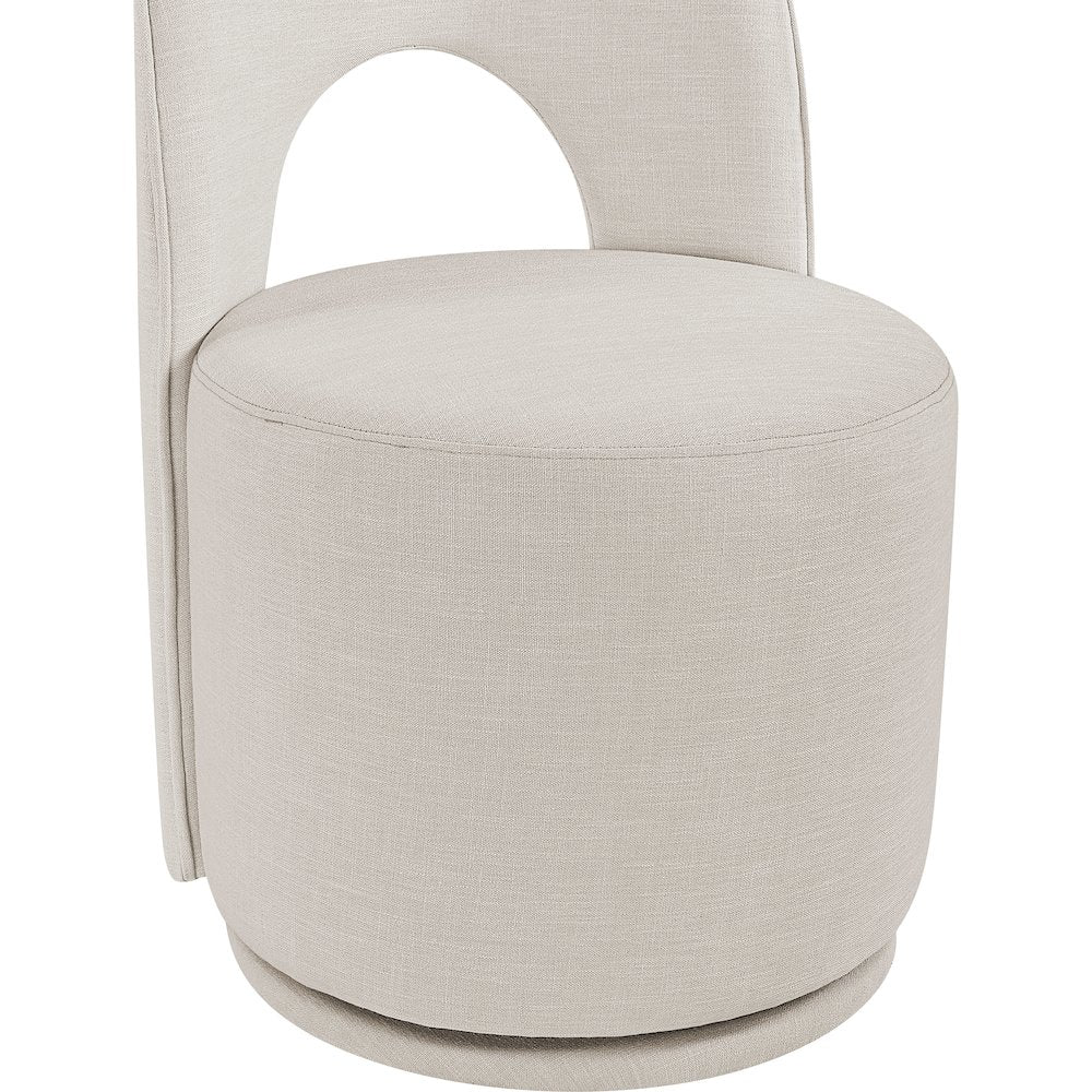 Beige Linen Textured Performance Fabric Upholstered Dining Chair, Set of 2