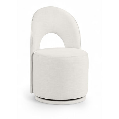 Cream Linen Textured Performance Fabric Upholstered Dining Chair, Set of 2