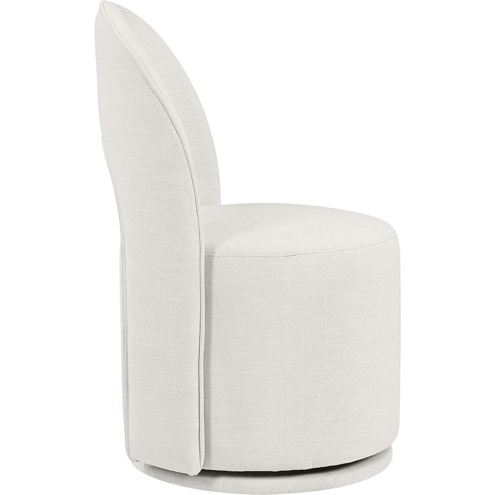 Cream Linen Textured Performance Fabric Upholstered Dining Chair, Set of 2
