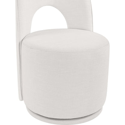 Cream Linen Textured Performance Fabric Upholstered Dining Chair, Set of 2