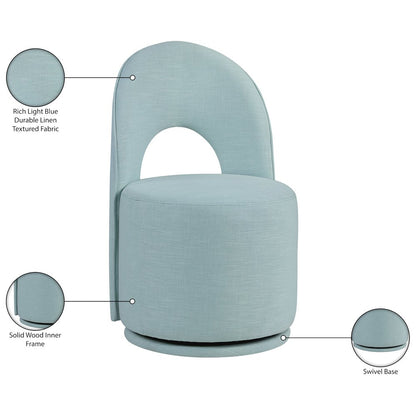 Light Blue Linen Textured Performance Fabric Upholstered Dining Chair, Set of 2