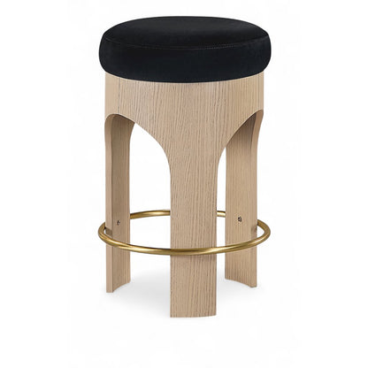 Bocceli Black Velvet Upholstered Counter Stool
