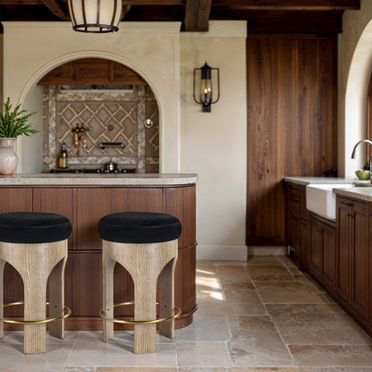 Bocceli Black Velvet Upholstered Counter Stool
