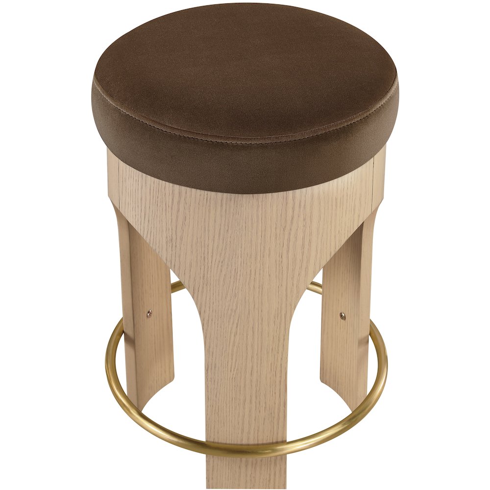 Bocceli Brown Velvet Upholstered Counter Stool