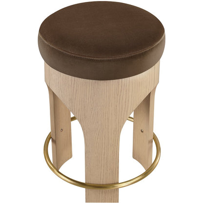Bocceli Brown Velvet Upholstered Counter Stool