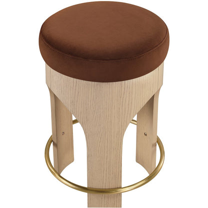 Bocceli Cognac Velvet Upholstered Counter Stool