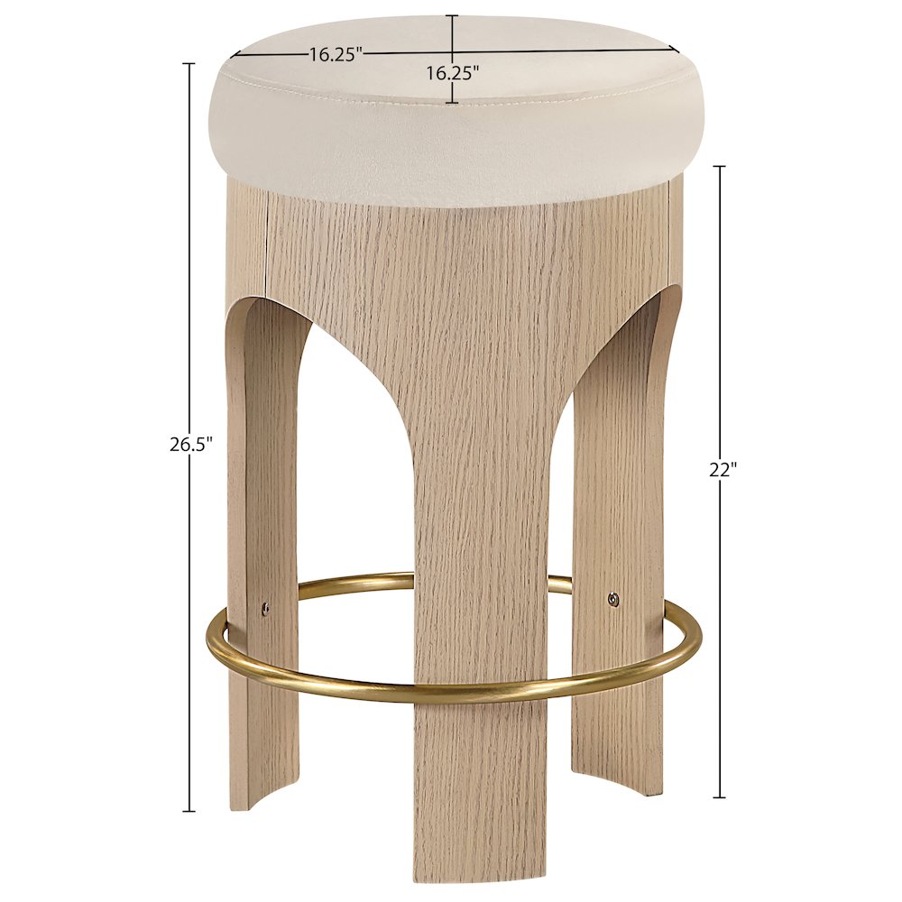 Bocceli Cream Velvet Upholstered Counter Stool