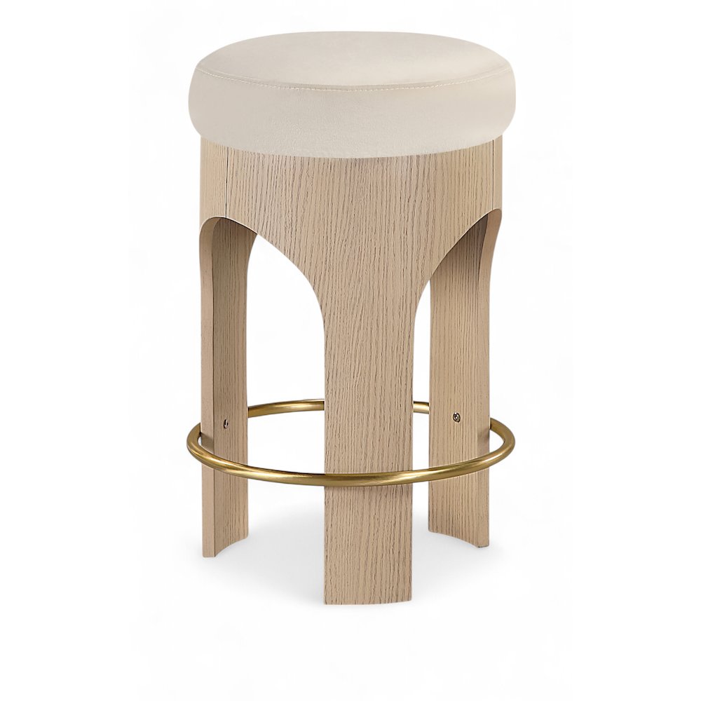 Bocceli Cream Velvet Upholstered Counter Stool