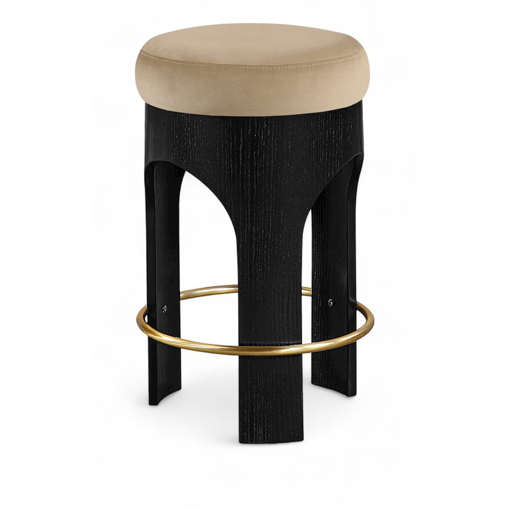 Bocceli Beige Velvet Upholstered Counter Stool