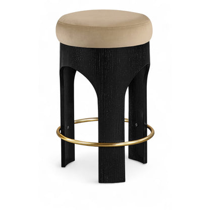 Bocceli Beige Velvet Upholstered Counter Stool