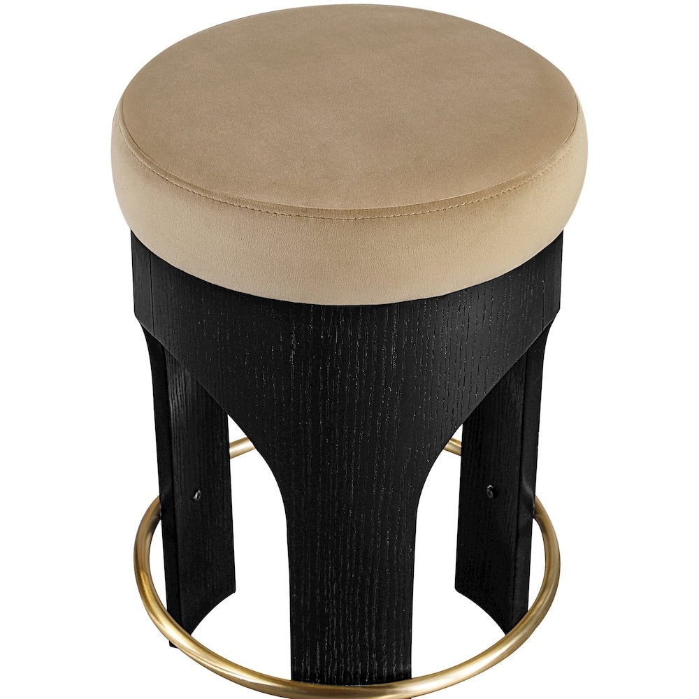 Bocceli Beige Velvet Upholstered Counter Stool