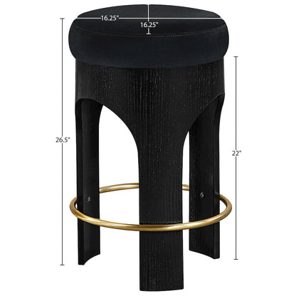 Bocceli Black Velvet Upholstered Counter Stool