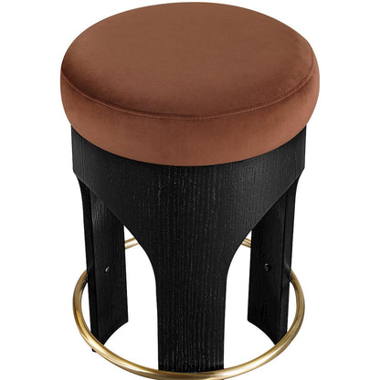 Bocceli Cognac Velvet Upholstered Counter Stool