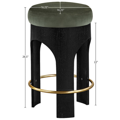 Bocceli Green Velvet Upholstered Counter Stool