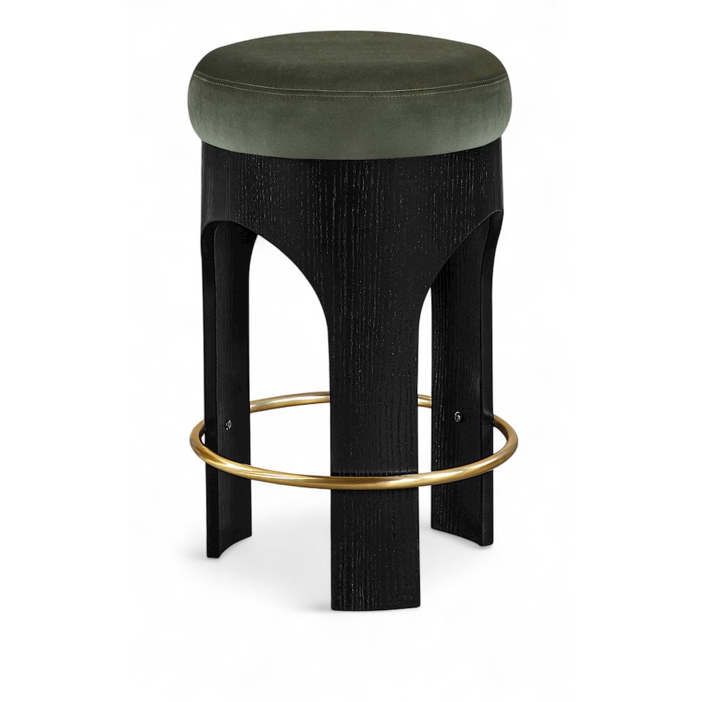 Bocceli Green Velvet Upholstered Counter Stool