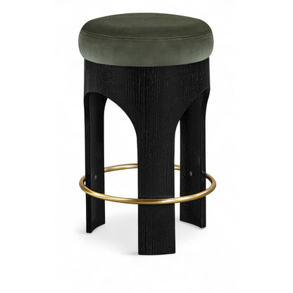 Bocceli Green Velvet Upholstered Counter Stool