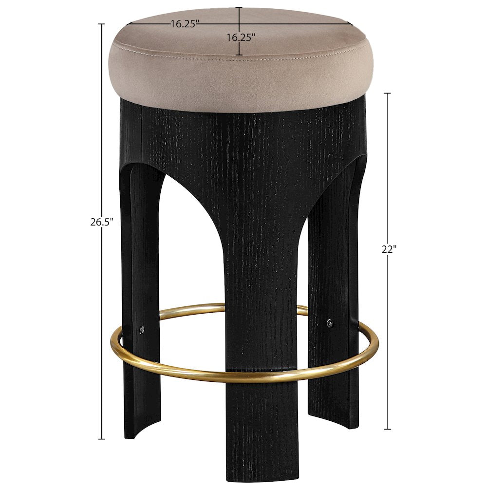 Bocceli Taupe Velvet Upholstered Counter Stool