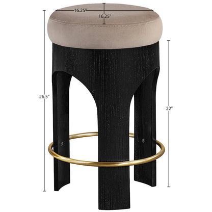 Bocceli Taupe Velvet Upholstered Counter Stool