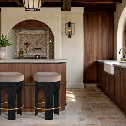 Bocceli Taupe Velvet Upholstered Counter Stool