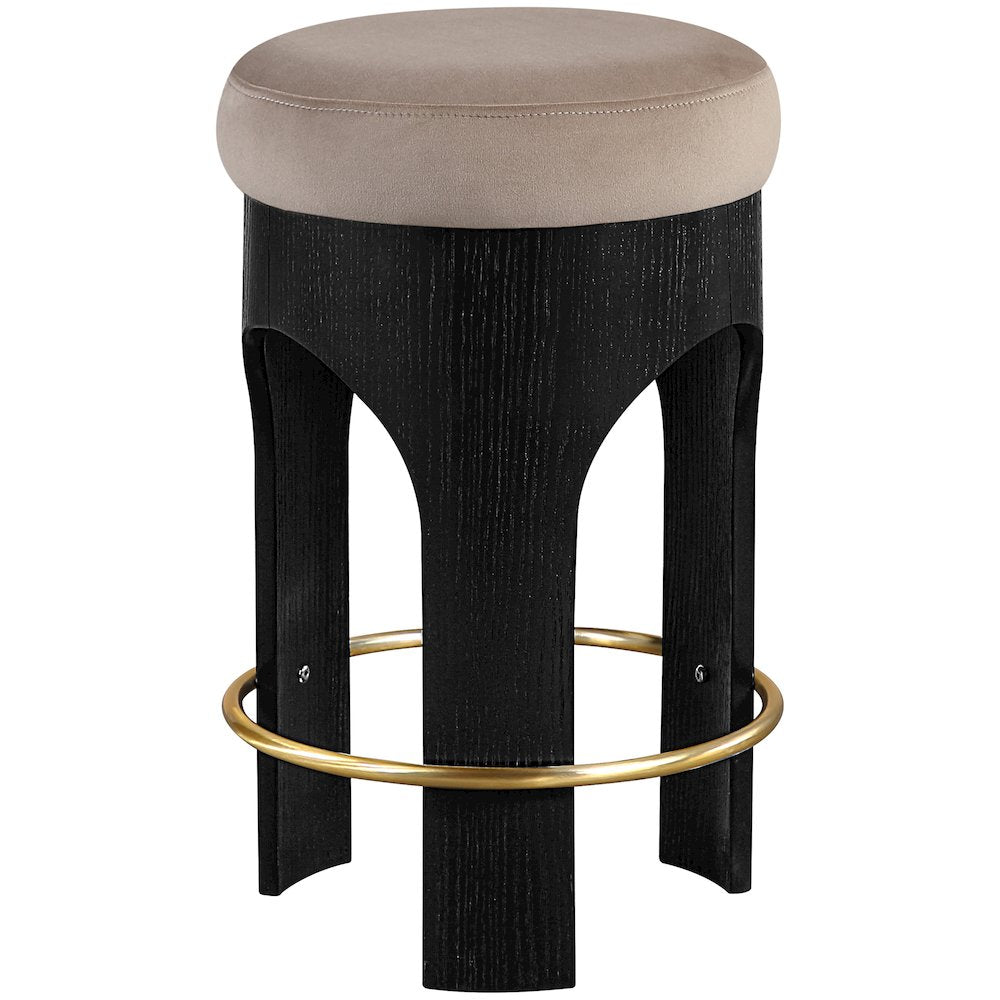 Bocceli Taupe Velvet Upholstered Counter Stool