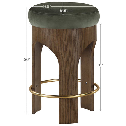 Bocceli Green Velvet Upholstered Counter Stool