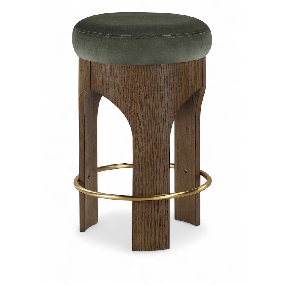 Bocceli Green Velvet Upholstered Counter Stool
