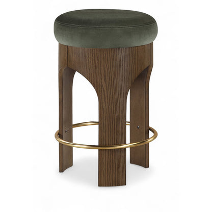 Bocceli Green Velvet Upholstered Counter Stool