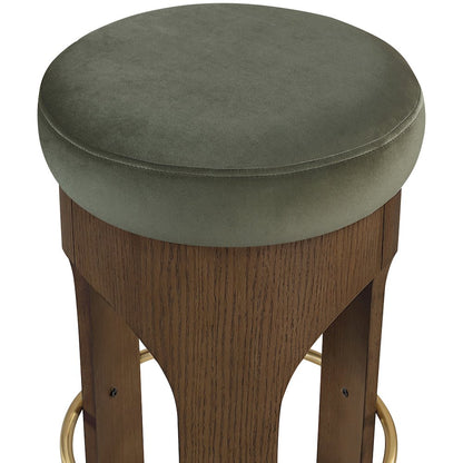 Bocceli Green Velvet Upholstered Counter Stool