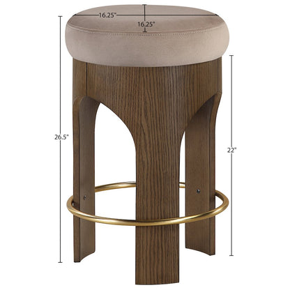 Bocceli Taupe Velvet Upholstered Counter Stool