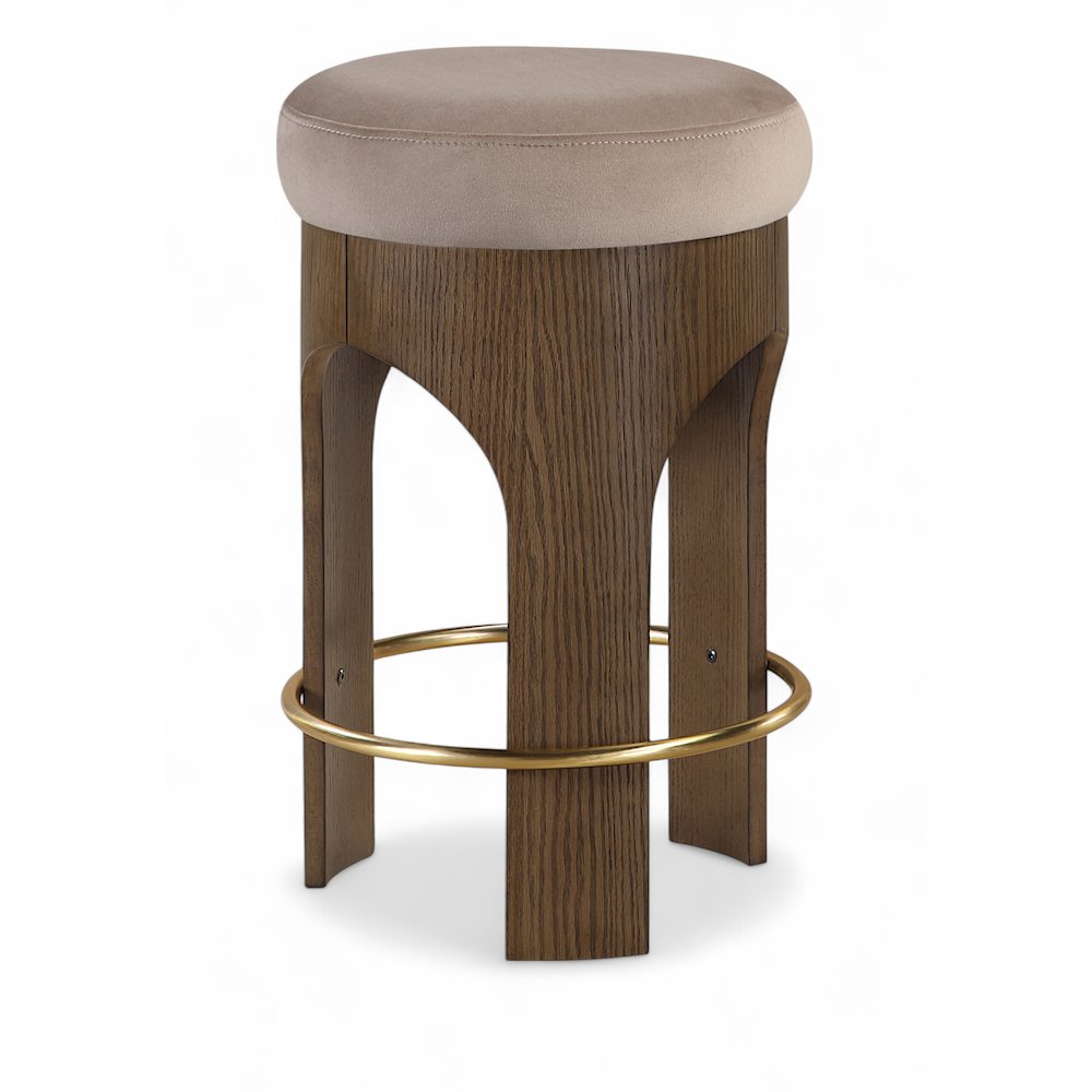 Bocceli Taupe Velvet Upholstered Counter Stool